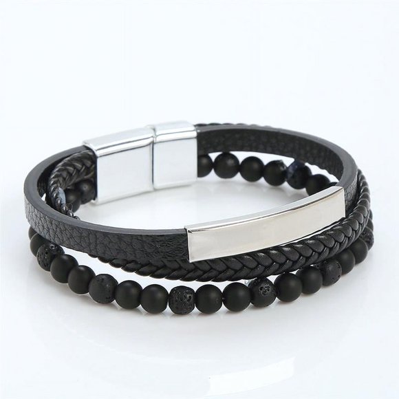 High Quality Men‘s Leather Bracelet Stainless Steel Multi-layer Combination Accessory Fashion Man Jewelry Wholesale Dropshipping
