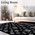 thumbnail image 2 of ODIKA 4'x6' Machine Washable Non-Slip Area Rug, Elegant Gothic Floral Non Slip Pile High Traffic Rug, Black, 83796, 2 of 7