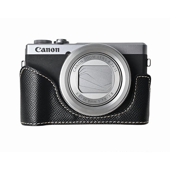 GadgetCom Half Case Compatible with Canon PowerShot G7 X Mark III G7X3 / II G7X2 , Anti-Slip PU Leather Shell Protective Cover