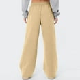 thumbnail image 4 of Women Fleece Lined Wide Leg Sweatpants Wide Leg Drawstring Elastic High Waisted Pants Loose Casual Lounge Travel Pants Earthy Yellow XL, 4 of 6