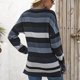 thumbnail image 4 of Camisa de punto Poliéster Cuello redondo de moda Manga larga Rayas Primavera Verano Top para mujer, 4 of 6