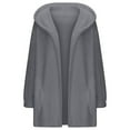 thumbnail image 6 of Womens Jacket Soft Hooded Jackets Casual Open Front Long Sleeve Solid Pockets Lightweight Outdoor Full Zip Warm Pullover Coats for Women Grey L, 6 of 7