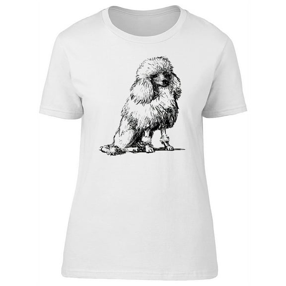 Cool Vintage Poodle Dog Sketch T-Shirt Women -Image by Shutterstock, Female Large
