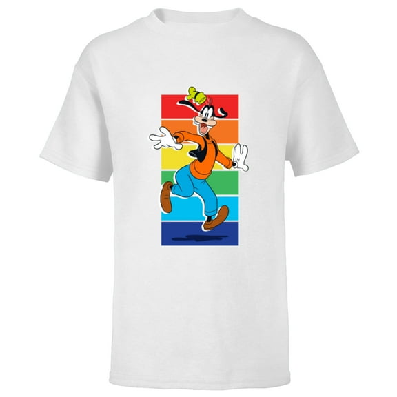 Disney Goofy Rainbow - Short Sleeve T-Shirt for Kids - Customized-White