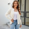 thumbnail image 3 of Women's Full Zip Knit Cardigan Sweater, Long Sleeve Relaxed Fit Crew Neck Layering Top for Casual Everyday Wear, 3 of 4
