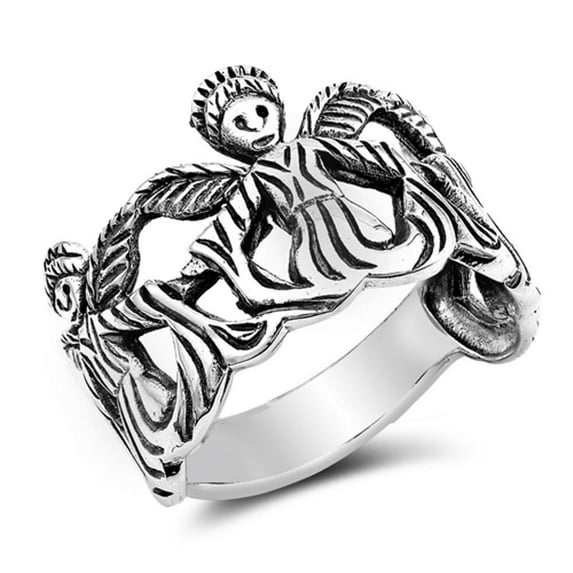 Fairy Angel Artistic Oxidized Ring .925 Sterling Silver Band Jewelry Female Male Unisex Size 7