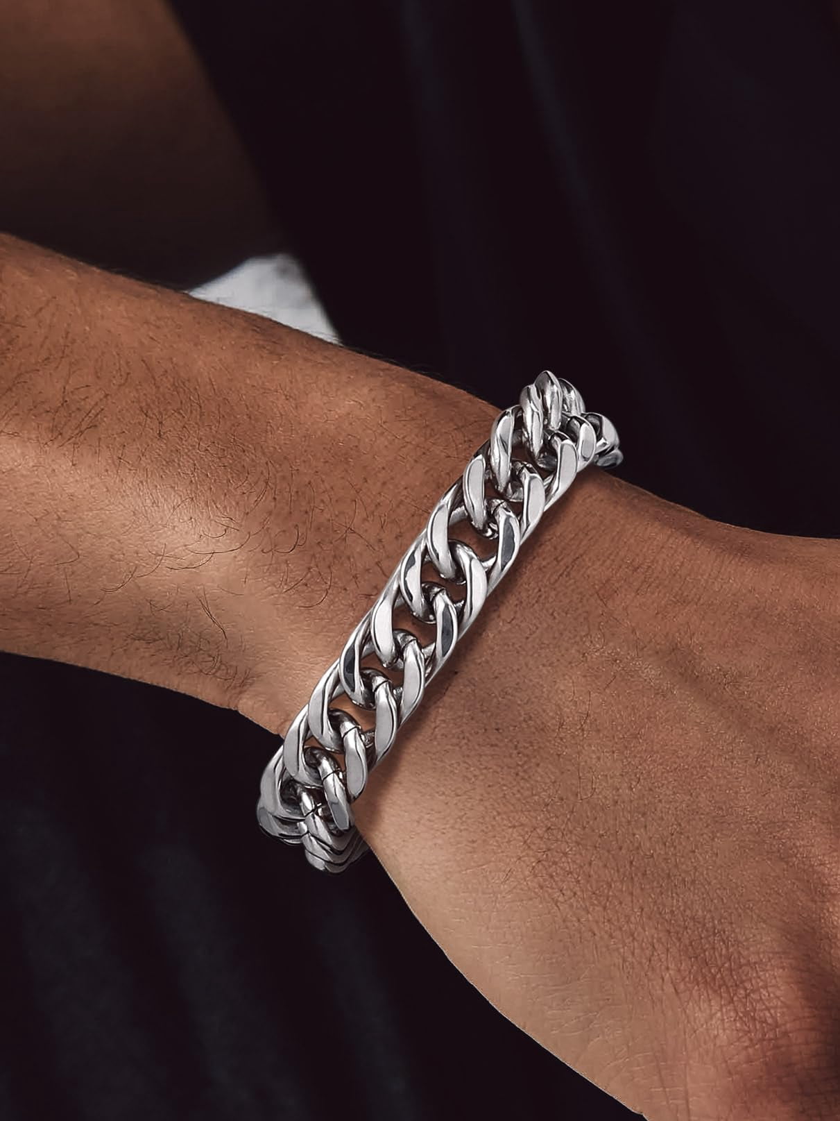 Bandmax 12MM Stainless Steel Cuban Chain Bracelets for Men Women Miami Curb Link Hand Chain Wristlet Birthday Valentines Father Day Gift for Dad Son Husband Grandpa
