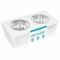 thumbnail image 2 of INTERNET'S BEST Mangeoire Surélevée Moderne pour Animaux - Support Double avec Bols en Acier Inoxydable - Support pour Nourriture et Eau pour Chiens - Adapté aux Races Moyennes - Plateau d'Alimentation pour Chiens, Chats - 2 Bols - Blanc, 2 of 4