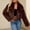 Coffee, variant on Women's Plus Size Warm Faux Furry Long Coat with Turn Down Collar for Cold Weather Protection