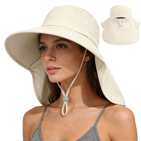 zrova Ruqizhi Sun Hats for Women with Neck Flap Ponytail Hole Women Sun Hats Rollable UV Protection Fishing Hats Wide Brim UPF 50