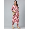 thumbnail image 3 of Janasya Women's Maroon Cotton Floral Printed Pant Set, 3 of 9