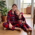 thumbnail image 6 of Nibbcoa Family Matching Pajamas Set Plaid Print Long Sleeve Lapel Tops Pants Holiday Sleepwear PJs, 6 of 10