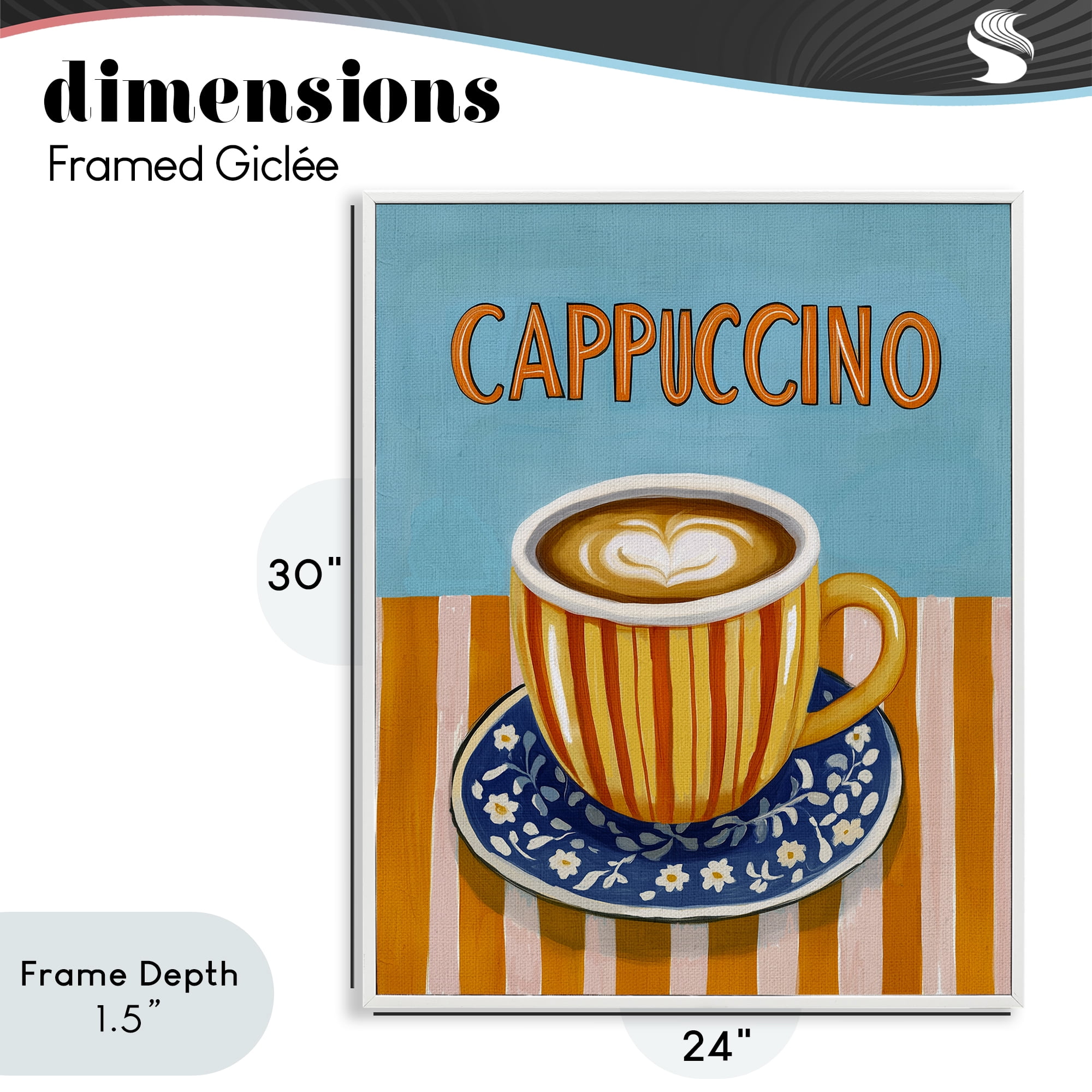 Stupell Industries Cappuccino Stripes Blue & Orange White Framed Giclee Art, design by Yen