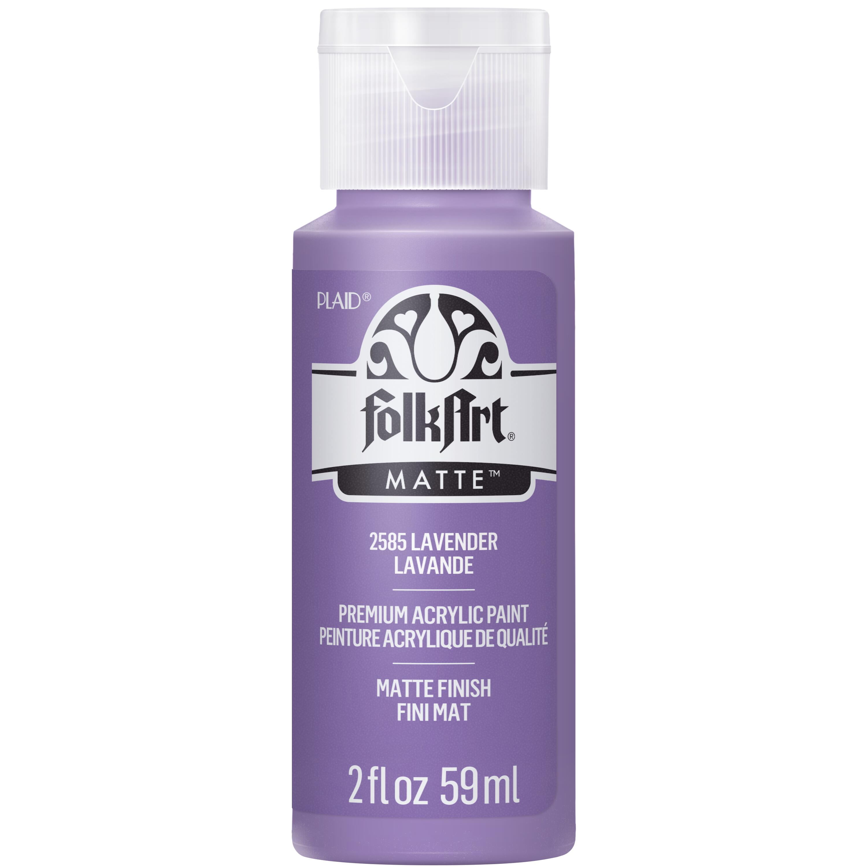 (8 pack) FolkArt Acrylic Craft Paint, Matte Finish, Lavender, 2 fl oz