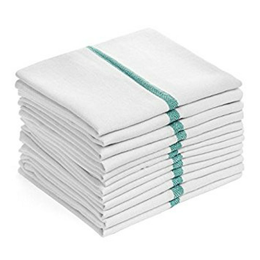AFFORDABLE WIPERS HERRINGBONE KITCHEN TOWELS 100 COTTON 15 X 26 GREEN STRIPE