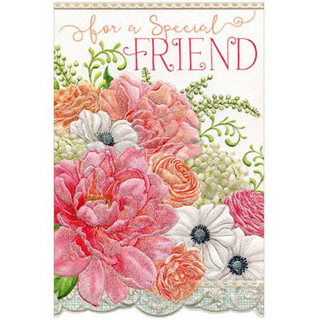 Pictura Special Friend Pink and White Floral Bouquet Sienna Garden Die Cut Birthday Card for