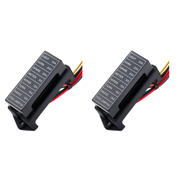 2X 8 Way DC32V Circuit Blade FuseBlock FuseHolder ATC 2Input 8Ouput