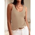 thumbnail image 5 of Women V‑Neck Ruffle Sleeveless Ribbed‑Knit Tank Top, Lightweight Casual Going‑Out Summer Blouse, 5 of 12