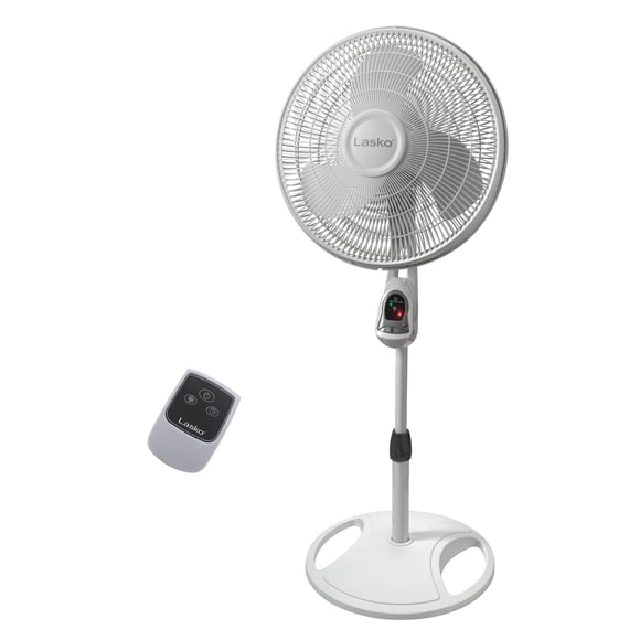 Lasko Ventilador de pie, Art Deco, White 16" Remote, 1-paquete, 1, 1