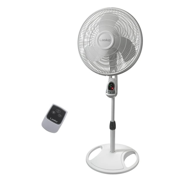 Lasko Ventilador de pie, Art Deco, White 16" Remote, 1-paquete, 1, 1
