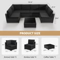 thumbnail image 3 of KIGOTY 7 Piece Outdoor Patio Furniture, Wicker Rattan Outdoor Conversation Set Sectional Sofas for Backyard, Garden, Black-Black, 3 of 7