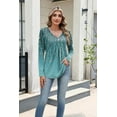 thumbnail image 3 of Weardear Women Long Sleeve Shirts V Neck Fall Tops Loose Fit Dressy Casual Blouses Pleated Tunic Tops, 3 of 7