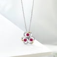 thumbnail image 4 of Gem Stone King 925 Silver and 10K Yellow Gold Round Red Ruby and White Lab Grown Diamond 3-Stone Pendant Necklace for Women (1.10 Cttw, Gemstone July Birthstone, with 18 inch Chain), 4 of 4