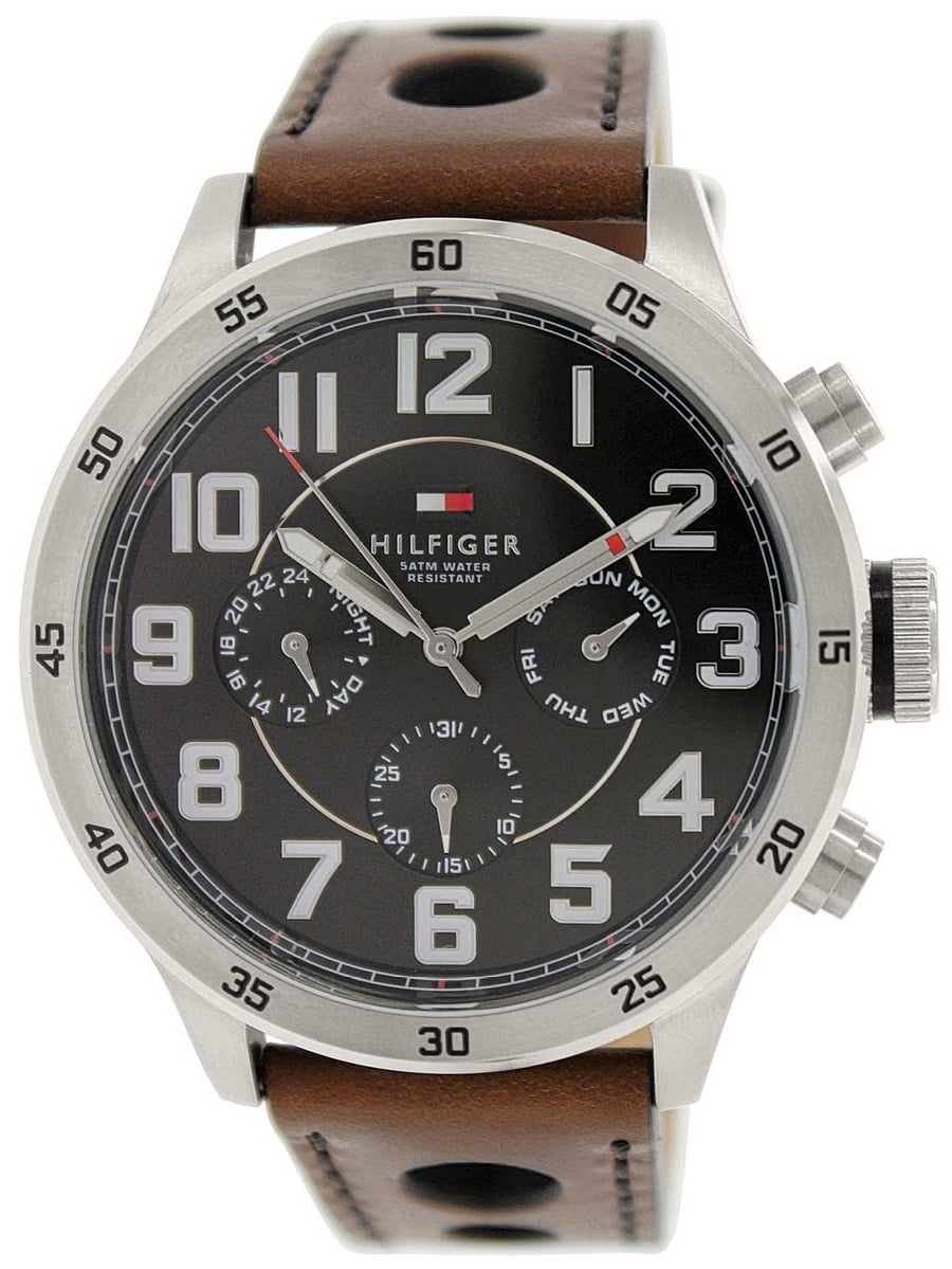 1791049 Men's Trent Black Dial Brown Leather Strap Watch - Walmart.com