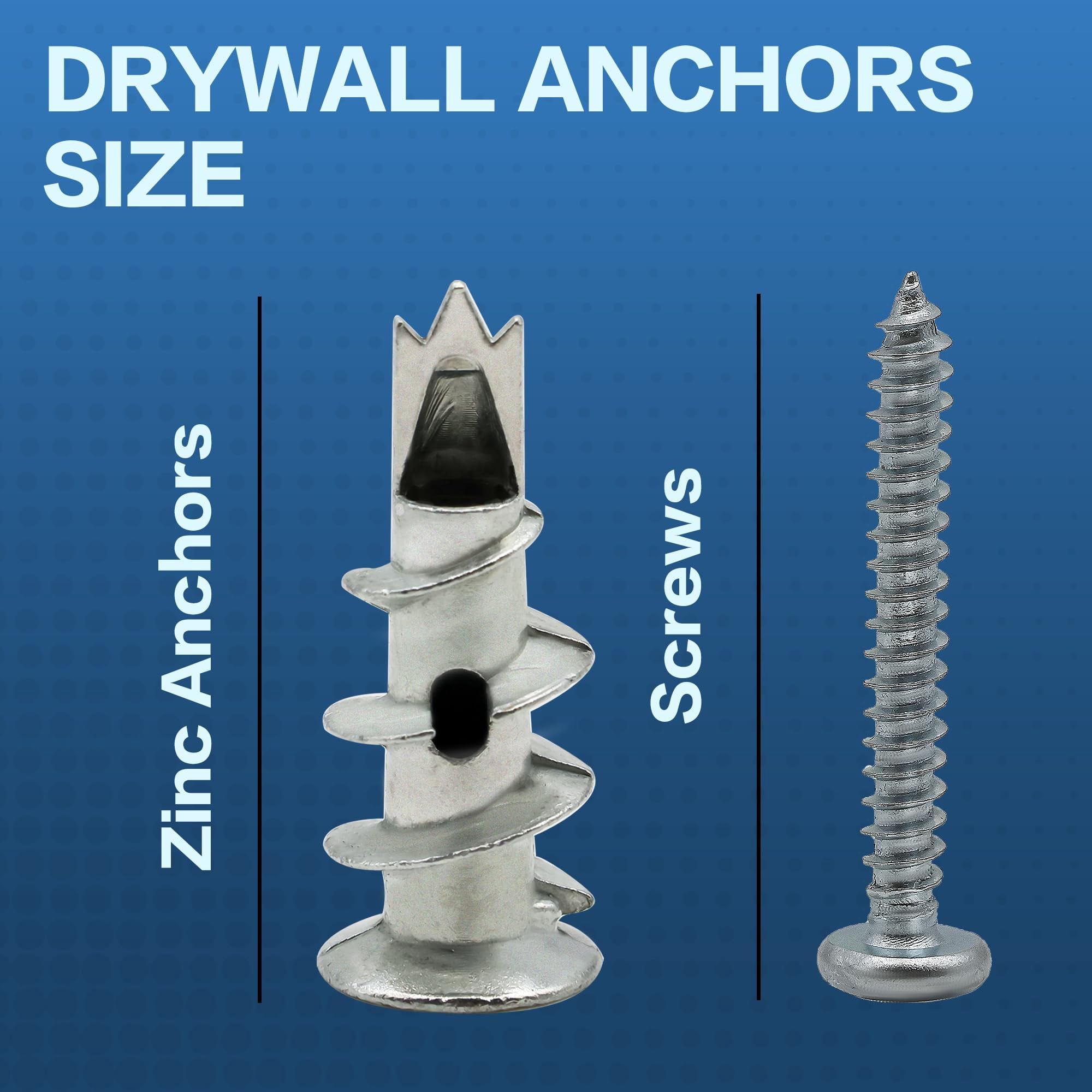 Zinc Heavy Duty Self-Drilling Drywall Anchor Kit - 50 Metal Anchors with 50 #8 x 1-1/4" Screws, Total 100 Pieces