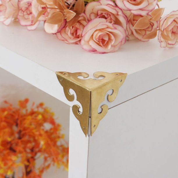 Box Corner Protectors Vintage Triangle Frame Furniture DIY Guard Edge Covers Decor Gold Tone
