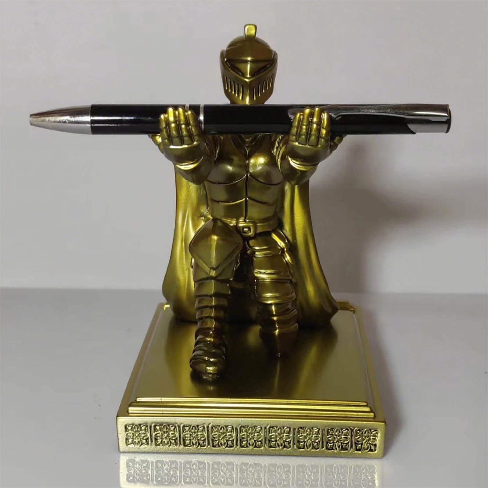 Soldier Knight Desk Organizer - Style Pen Holder & Phone Stand, Cool Office Accessory Gift for Men - Executive Home Office Decor -