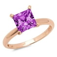 thumbnail image 2 of 0.5 ct Princess Cut Simulated Alexandrite Solitaire 18K Rose Gold Womens Engagement Ring, 2 of 4