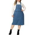 thumbnail image 2 of Agnes Orinda Women's Plus Size Jean Skirt Distressed Racerback Suspender Denim Overall Dress 2X Blue, 2 of 7