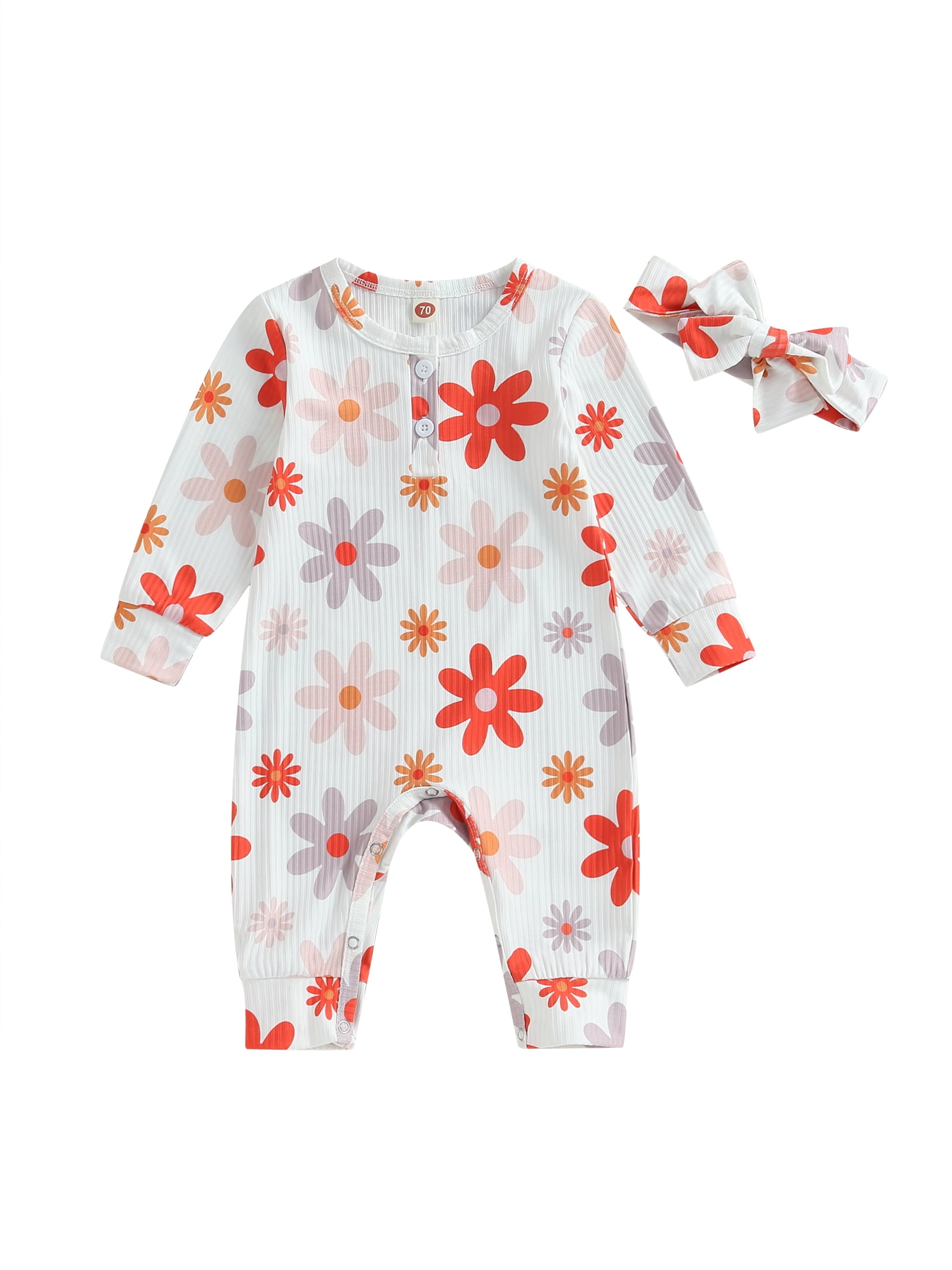 Newborn Baby Girl Clothes Long Sleeve Floral Romper Onesie One Piece ...