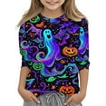 thumbnail image 2 of NAISIBABY Boys Halloween T-Shirts, 3/4 Sleeve Spooky Pumpkin Ghost Round Neck Festival Pullover Tees Multicolor 11T, 2 of 4
