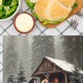 thumbnail image 3 of Amarainy Horses In Winter Forest Scene With Wooden Barn Linen Table Mats Set Of 4 For Home Kitchen Table Decor 12x18 inch, 3 of 5