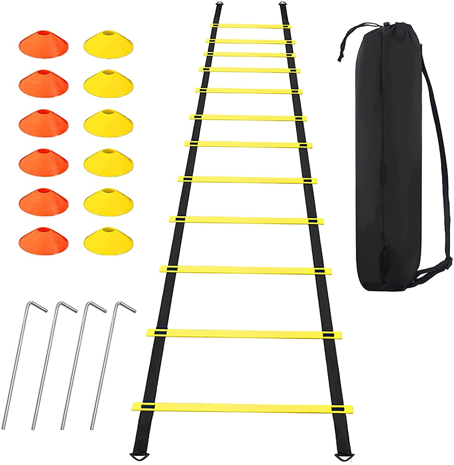 Speed ladder 10-Rung Agility Ladder Football Speed Training High Intensity Footwork Rubber Coordination Ladder Training Set 