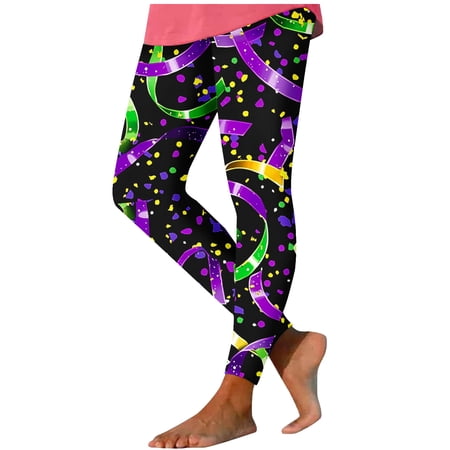 Babcutegg Womens Carnival Yoga Pants Gym Pants Lightweight Full Length Tight Fitting Straight Leg Womens Sport Clothes Black Size L