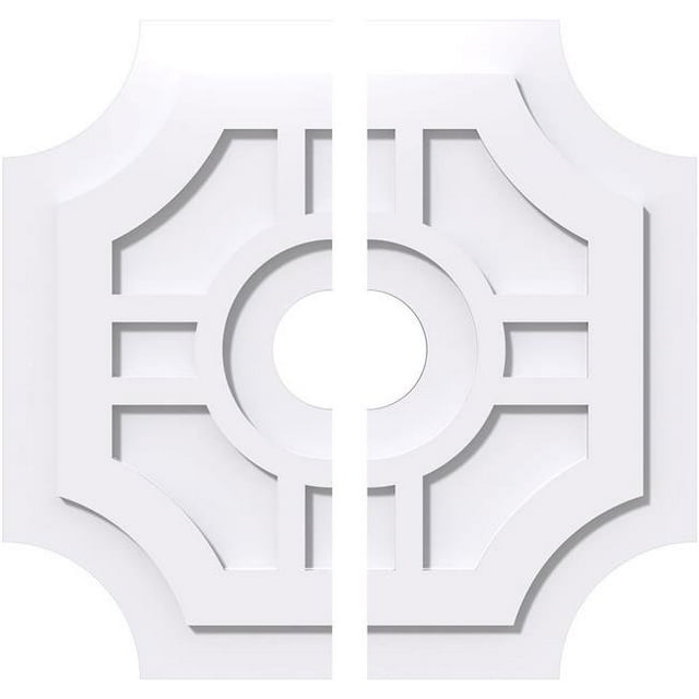 Ekena Millwork CMP22HS2-04000 22 in. OD x 4 in. ID Square Haus Architectural Grade PVC Contemporary Ceiling Medallion - 2 Piece