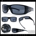 thumbnail image 2 of Locs Mens Skull Arm Thick Temple Wrap Biker Gangster Sunglasses Shiny Black, 2 of 8