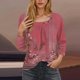 thumbnail image 2 of Blusas para las Mujeres Casual, 3/4 Manga Floral Estampado Camiseta de Moda Top Hecho de Poliéster Transpirable Suave para el Uso Diario de Primavera Otoño, Tops de Blusa para las Mujeres, 2 of 5