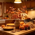 thumbnail image 6 of Racsoh Artificial Eucalyptus Branch, Faux Fall Greenery 3 Prong Stems, Realistic Looking Plastic Foliage, for Thanksgiving Vase Flower Arrangement Home Decor (Orange), 6 of 7