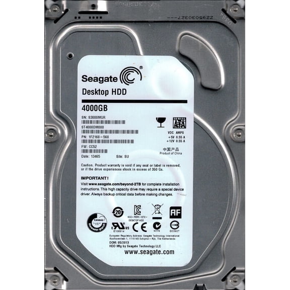 ST4000DM000 P/N: 1F2168-568 F/W: CC52 SU S30 Seagate 4TB