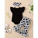 thumbnail image 4 of Get Your Little One Ready for Summer with this 3-Piece Cute Cow Graphic Print Set - Onesie, Flared Pants, and Headband, 4 of 5
