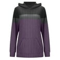 thumbnail image 2 of Color Block Ribbed Hoodies for Women Fall Winter Long Sleeve Hooded Sweatshirt with Pockets Pullover Tops, 2 of 4