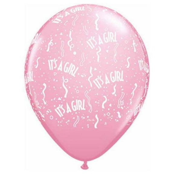 5 inch Qualatex It's A Girl-A-Round Latex Balloons (100 Pack) - Party Supplies Decorations