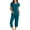 Blue, variant on VBTAPA Womens Pajama Sets Short Sleeve Pleated Top and Capri Pants Matching Pjs Set Soft Comfy Sleepwear Solid Color Lounge Sets with Pockets Army Green L