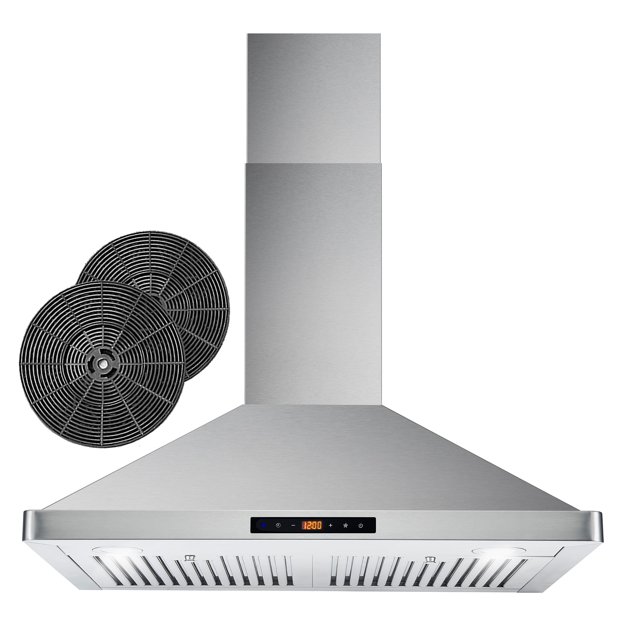 Cosmo 30 in. Ductless Wall Mount Range Hood in Stainless Steel with LED Lighting and Carbon