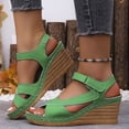 thumbnail image 2 of Pandaie Wedge Sandals for Women Strappy Open Toe Platform Slip on Walking Shoes Arch Support Ankle Strap Summer Beach Casual Sandal Green Size 9.5, 2 of 9