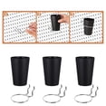 thumbnail image 3 of Black Plastic Round Wall Cup, Pegboard Organizer Kit, Pegboard Bins Cups with Cup Holder for Office, Bathroom, Kitchen, Bedroom（Set of 6）, 3 of 7